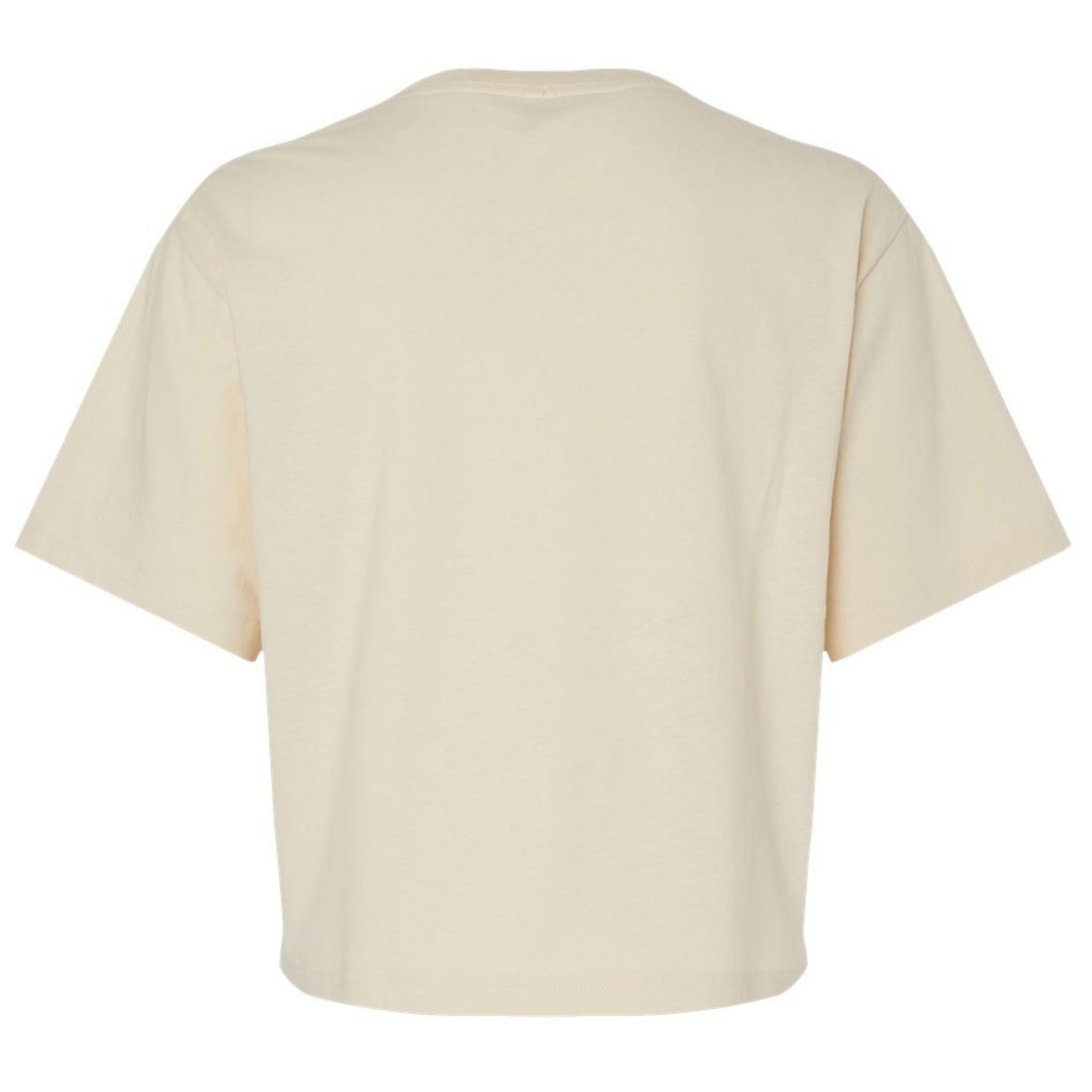 Back view of Je Swim cream colored cropped t-shirt showing clean back panel construction, displayed on a clean white background.