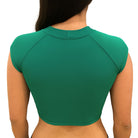 front of the Green swim crop top on a white background